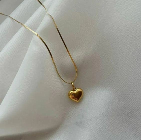 Timeless Gold-Plated Heart Pendant with Sleek Snake Chain - view 2